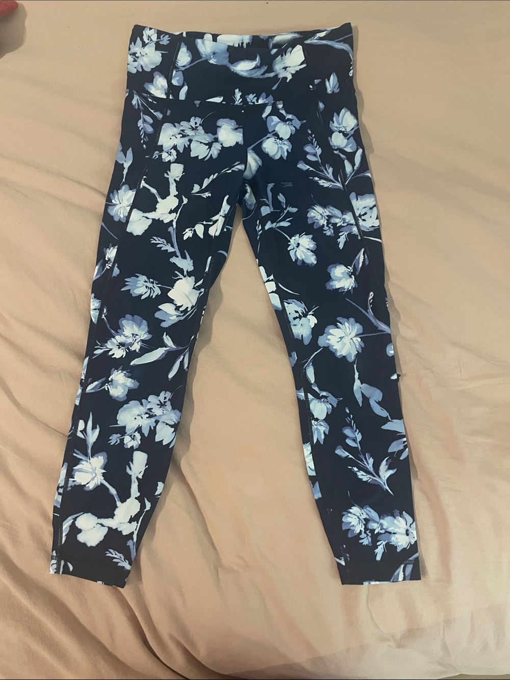 Athleta Navy Floral Performance Leggings